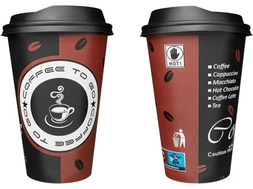 Trendsky Made in DE 200 x Kaffeebecher to go 300 ml kompostierbar Papppbecher Coffee Pappe Becher Tee Cup 0,3 L + Deckel