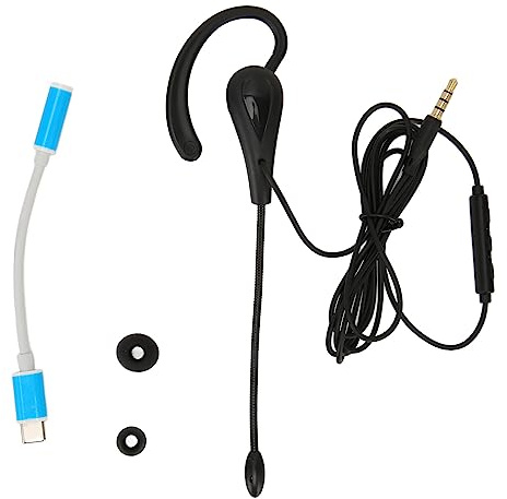 PxQuerantic Casque Mono à Une Oreille avec Microphone, Casque de Bureau monophonique Filaire à réduction de Bruit, écouteur léger pour Centre d’appels, Compatible PC, téléphone et Ordinateur (Type-C)
