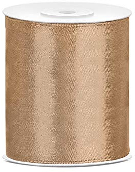 Deco Satinband 25m x 100mm 10cm breit Geschenkband Band Satin Hochzeit Tischläufer (Gold)
