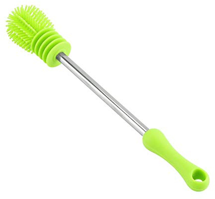Socialme-eu Limpiador de Cepillo de Biberón Limpieza de Botella Cepillo de Silicona Multifuncional con Mango Largo Botella de Agua Alimentación(Verde)