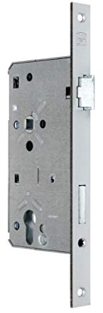 BKS Haustürschloss/Türschloss für Profilzylinder, Dornmaß 65mm, Entfernung: 92mm, Stulp: 24x280mm eckig, DIN Rechts incl. SN-TEC® Montageset