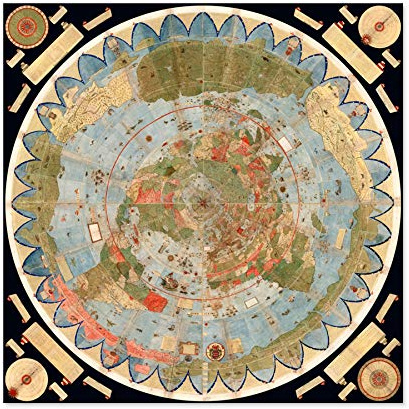Artery8 Karte Monte 1587 Composite World Pictorial Großer Leinwanddruck 61x61 cm
