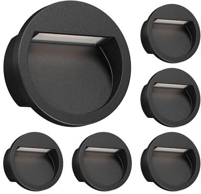 ledscom.de 6x LED Wandeinbauleuchte NOLA, Downlight für außen, IP54, schwarz matt, 105mm Ø, warmweiß