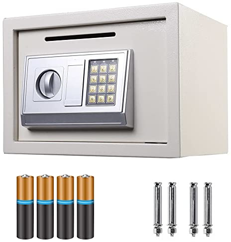 Heavy Duty Steel Digital Electronic Security Safe Home Office Money Safety Box By Crystals® (16L Electric Safe_White)