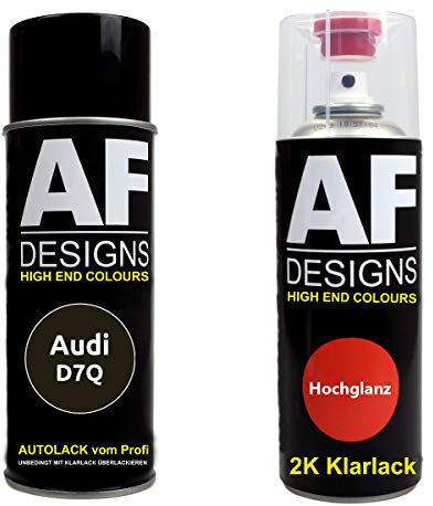 Vernis Voiture Pulvérisation Kit pour Audi D7Q Serpentine Gris Métallisé 2K Vernis Transparent Basislack Aérosol Spray 2x400ml