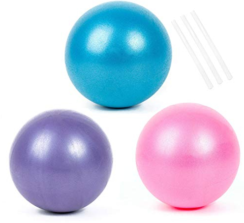 Gymnastikball Klein, 25cm Pilates Ball, Mini fitnessball with Inflatable Straw, Gym Ball für Pilates, Yoga, Therapieball, Heim, Büro