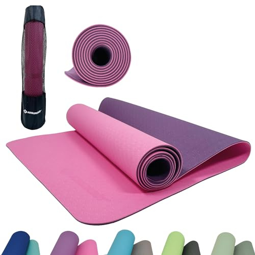Schildkröt® Fitness Yogamatte BICOLOR, PVC-freie, zweifarbige Yogamatte, hochwertig strukturierte Oberfläche, sehr rutschfest, 180 x 61 x 0,4 cm, in Tragetasche