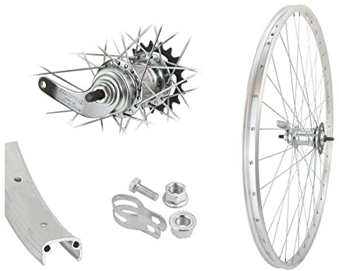 28 Zoll Bärwinkels Hinterrad Rücktrittbremse 1 Gang Laufrad mit Bremse Aluminium Silber 28