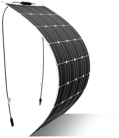 Panel Solar 12V Flexible 100W Controlador carga Monocristalino Solar 12V Ultraligero Delgado Impermeable para RV Techo RV Caravana Barco (100W)