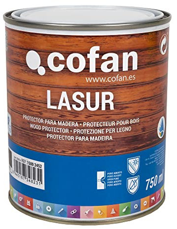 Cofan Lasur Protector al Agua para Madera | Color Roble con acabado Mate | Bote de 750 ml 8445187348231