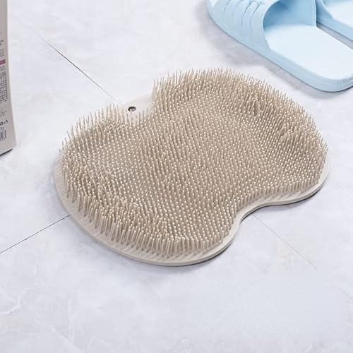 TKTTBD Rutschfestes Silikon-Massagepad,Fussmassage,Rückenbürste,Fuß Reinigungsmatte,Fuss Massage Matte,Fußbürste Wäscher,Badematten,Fuß- und Rückenschrubber für Die Dusche, Massagepad (Brown)