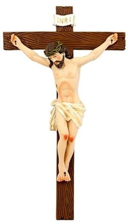 DRW Crucifijo Resina Pintado a Mano 30 cm