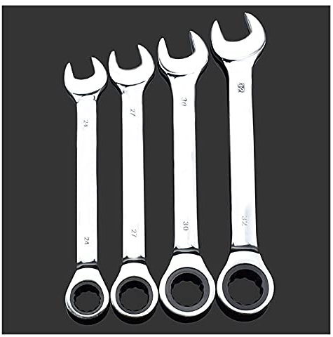 BOSUGE 1pcs 24 mm 25 mm 27 mm 30 mm 32 mm Llave de trinquete de doble cabeza fija Juego de llaves combinadas Llave universal Juego de llaves de trinquete (Color : 24mm)