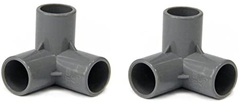 TOP-VIGOR 10 Stück 3-Wege-PVC-Rohrverschraubungen für Möbel, Güteklasse 20 mm, Grau