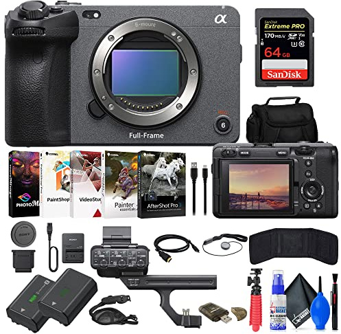 Sony FX3 Full-Frame Cinema Camera (ILME-FX3) + 64GB Memory Card + Bag + NP-FZ100 Compatible Battery + Card Reader + Photo Software + Flex Tripod + Hand Strap + Memory Wallet + More (Renewed)