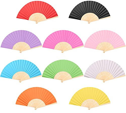 Surakey 10 STK Fächer Hochzeit Gäste,Handfächer Fächer Hochzeit Papierfächer Hochzeitsfächer Taschenfächer Faltfächer Gastgeschenk für Hochzeit DIY- und Deko-Spaß Sommer Party,Fecher Damen Hochzeit