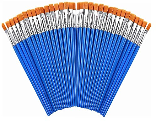 60 Stück Pinsel, Runde Flache Kleine Pinselset Pinsel Set Acryl & Ölgemälde Perfekt für Anfänger, Künstler und Gemälde Liebhaber (60 Flache)