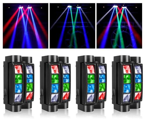 WZYBUTA 4pcs LED Moving Head Spider Lichteffekt DJ Partylicht Disco Bühnenlicht dmx512 with RGBW Lichter für Bar Weihnachten Halloween Party