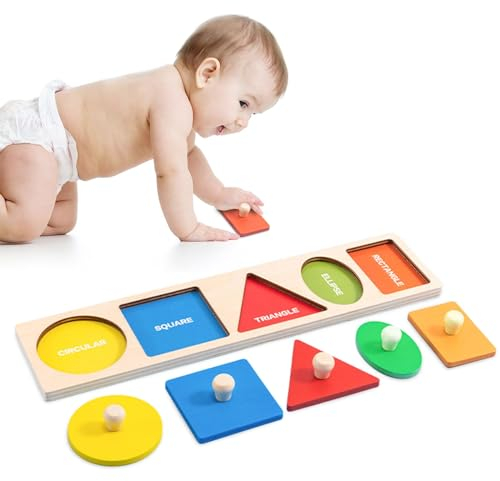 Wooden Puzzles For 1 Year Old, Shape Peg Shape Puzzle Baby WoodenJigsaw Toddler Puzzles Preschool Toys Puzzle Geometric Shapepuzzles 1-3 Years