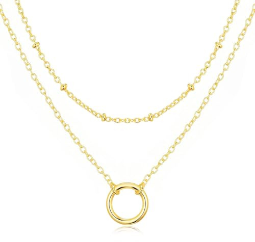 Philip Jones 18k Gold Plated Double Layered Circle Necklace