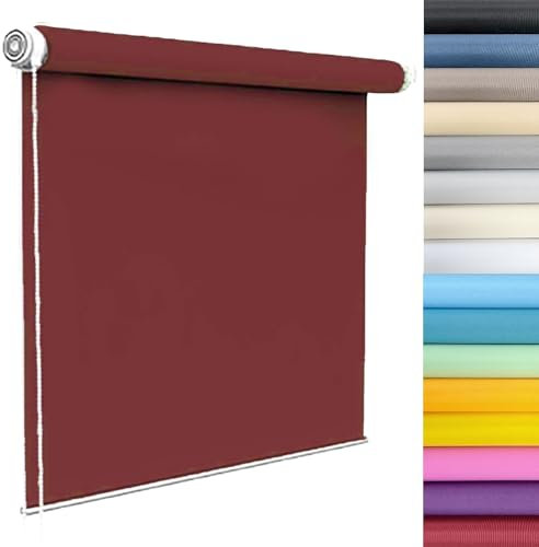 Blickdicht Sonnenschutz Jalousie 80 x 210 cm Flexibler Seitenzug Top Qualität Verdunkelungsrollo Rollos mit Kette, für Schlafzimmer, Küche, Rot