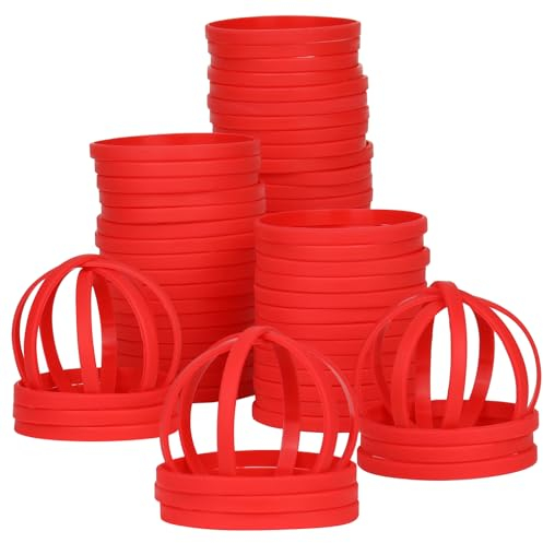 LVNRIDS 50 PCS Silicone Wristbands Rubber Bracelets 8 inch Length Sports Elastic Wristband Bracelet Bulk Gifts for Men Women Teacher Student Party Red