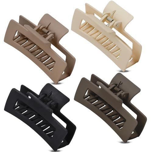 Hair Claw Set Brown Beige Cream And Black Hair Clips For Woman Girls Unisex Medium Fine Hair Claw Clips Rectangle Box Hair clip