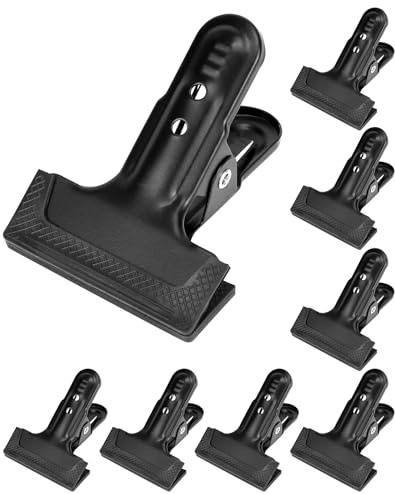 QWORK® Lot de 8 Pinces à Ressort, mâchoires de Serrage Fortes, Protection en Caoutchouc, Clips de Fond d'appareil Photo Polyvalents