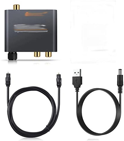 DLOETT 192 Khz DAC Coaxial Optique vers Analogique RCA R/L Audio 3,5 mm Jack DAC Décodeur Audio avec Adaptateur Convertisseur de Contrôle du Volume pour DVD