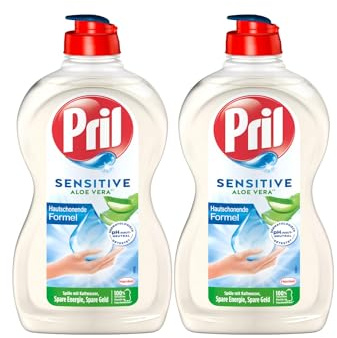 PRIL Sensitive Aloe Vera (2x 450 ml), Handgeschirrspülmittel mit hoher Fettlösekraft, für sauberes Geschirr auch in kaltem Wasser, pH-hautneutrale Formel