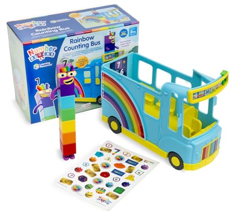 Learning Resources Numberblocks Regenbogen-Zählbus, ab 3 Jahren, interaktives Ziffernblock-Bus-Spielzeugset mit Sieben Figuren zum Sammeln enthalten, spielt 12 Lieder und Töne, CBeebies Toys