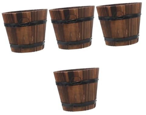Supvox 4 Stück Retro-blumentopf Aus Holz Pflanzer Blumentöpfe Kartoffel Wohnkultur Holz Blumentopf Gemüsetopf Aus Holz Pflanzentöpfe Für Den Garten Gartenversorgung Zubehör Eisen Haushalt