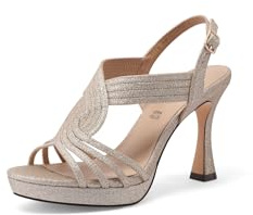 QUEEN HELENA Sandali Eleganti con Strass con Tacco Alto Donna S2864 (Oro, Sistema Taglie Calzature EU, Adulto, Donna, Numero, Media, 40)