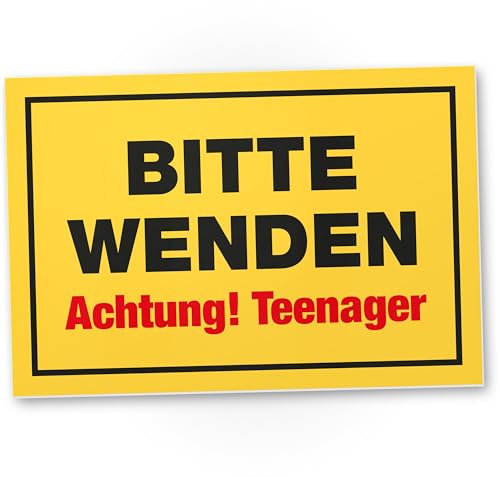 DankeDir! Bitte wenden Teenager - Schild 30 x 20 cm - Geschenkidee Teenie Spruch Zimmer Türschild Jungen & Mädchen Jugendzimmer - Dekoration Deko Geschenk Idee Jugendliche Tür Deko Geburtstag
