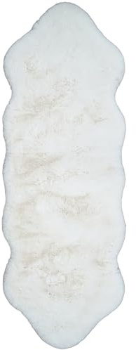 Consilio Concept Sheepskin Fellteppich 60x180 cm Ivory Teppich Supersoft 52 mm Höhe Soft weich Schaffell Imitat weiß Creme Wohnzimmerteppich Kinderzimmerteppich Küchenteppich Flurteppich