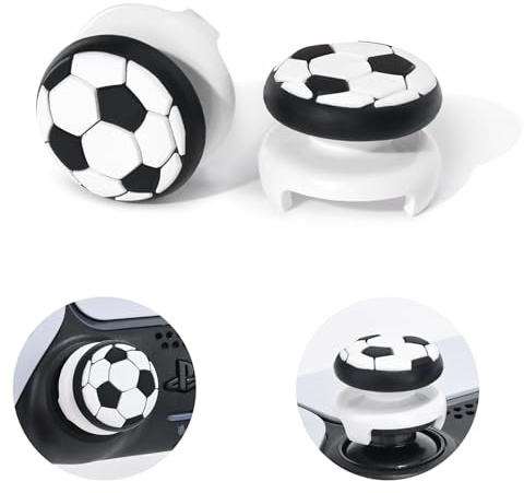 DLseego Thumbstick Grips for PS5/PS4 Controller,2PCS High Rise Thumb Stick Grips Silicone 3D Football Texture Anti Slip Controller Joystick Cover Compatible with PS4/PS5,White