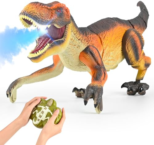 Euakee Ferngesteuerter Dino Geschenk für Kinder, RC T-rex Dinosaurier Spielzeug Elektrischer Prähistorische Kreaturen, Weihnachts- und Geburtstagsgeschenke für Jungen im Alter von 3-15 Jahren (Braun)