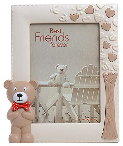 foframe Carino Tridimensionale Orso foto Cornice Sicurezza e materiali di protezione ambientale Materiale raffinato Desktop 7x5 Bambini Photo Frame orizzontale / verticale (beige) cornici per foto(D)