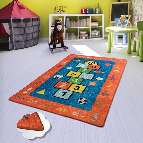 Bosdela Kinder- und Babyteppiche – Vielfältige Designvariationen für jeden Spielraum 100x160 cm (Kinder- und Babyteppich Hopscotch Red, 100x160 cm)