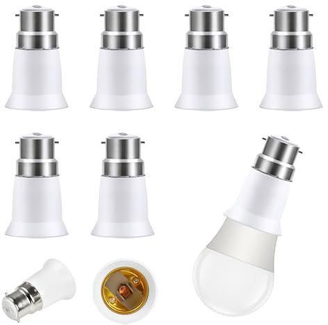Eiaigky 6 Pezzi Adattatore Lampadina da B22 a E27, Convertitore B22 a E27 Baionetta Edison, Portalampada per Lampadine LED, Alogene CFL e Incandescenti Compatibile Lampade Tavolo, Sospensione, e più