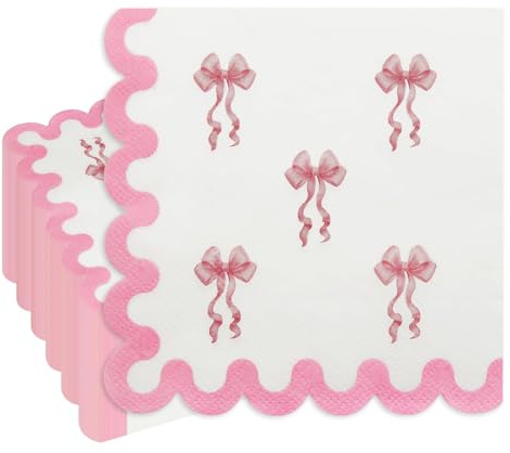 100 Stück schöne Servietten mit Schleife, rosa Servietten mit Schleife, exquisites Einwegdekor, süße Esstischdekoration, Esszimmerhandtuch, geeignet für Themenpartys, Geburtstagsfeiern