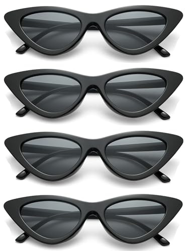 Unning 4 Stück Cateye Sonnenbrille Damen Vintage Retro Cat Eye Sonnenbrillen Set Lustig Katzenauge Brille