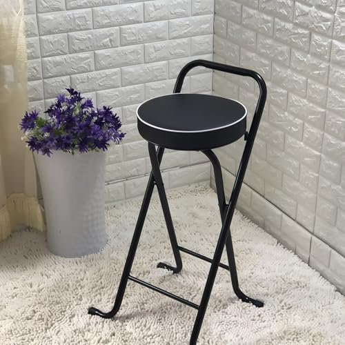 Sgabello da bar pieghevole portatile con poggiapiedi, altezza 65 cm, sgabello pieghevole con seduta imbottita, per interni ed esterni, giardino, campeggio, capacità seduta 65 cm