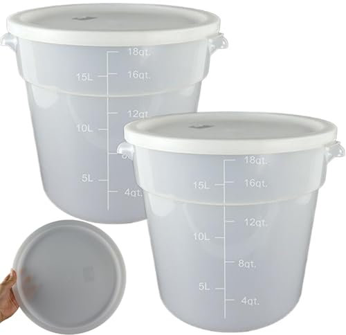 Contenitori di stoccaggio degli alimenti con coperchi, 2 pezzi 6L di scatole di prova di impasto in plastica rotonda con manici, facilivi contenitori per ristoranti puliti