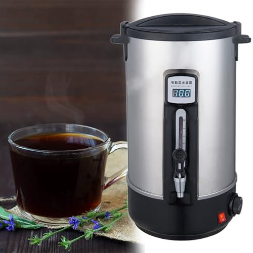 GESAIDES Commercial Coffee Urn, 200 Cups Stainless Steel Large Coffee Dispenser, Double Wall Electric Coffee Urn, Electric Coffee Maker Urn, Commercial Hot Water Urn for Catering,30L