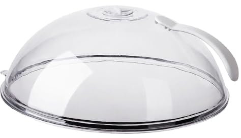 Huitrcrio Couvercle MICR-o Ondes, Cloche MICR-o-Ondes 26cm Couvercle Anti-éclaboussures pour MICR-o-Ondes, Transparent Couvercles Alimentaire pour Pla-Que MICR-o Ondes avec Poignée Et Trous De Vapeur