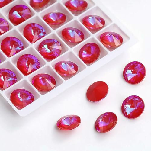 Piedras de cristal redondas sueltas para ropa, cuentas de cristal para joyería, piedras preciosas con punta para manualidades, 6 mm/14,0 mm, jacinto MI-12 mm, 40 unidades