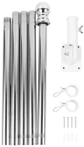 Garneck 1 Set Rotating Flagpole Kit with Wall Mount Bracket Rustproof Windproof Flagpole Holder Mounting Bracket for Outside Porch Commerce Stable Flag Display