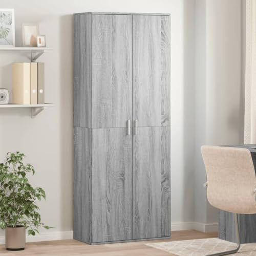 Hoher 2-türiger Küchenschrank – Holzgrau Sonoma Besenschrank 60 x 35 x 180 cm – vielseitiger Küchen-Nizer für Zuhause und Büro