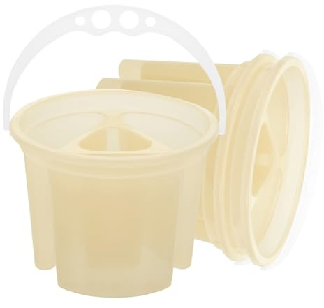 DIYEAH 3pcs Plastic Paint Brush Cleaner Pot with Compartments Sturdy Base for Watercolor and Oil Painting Artist Brush Washer Bucket for Art Studios and Classrooms